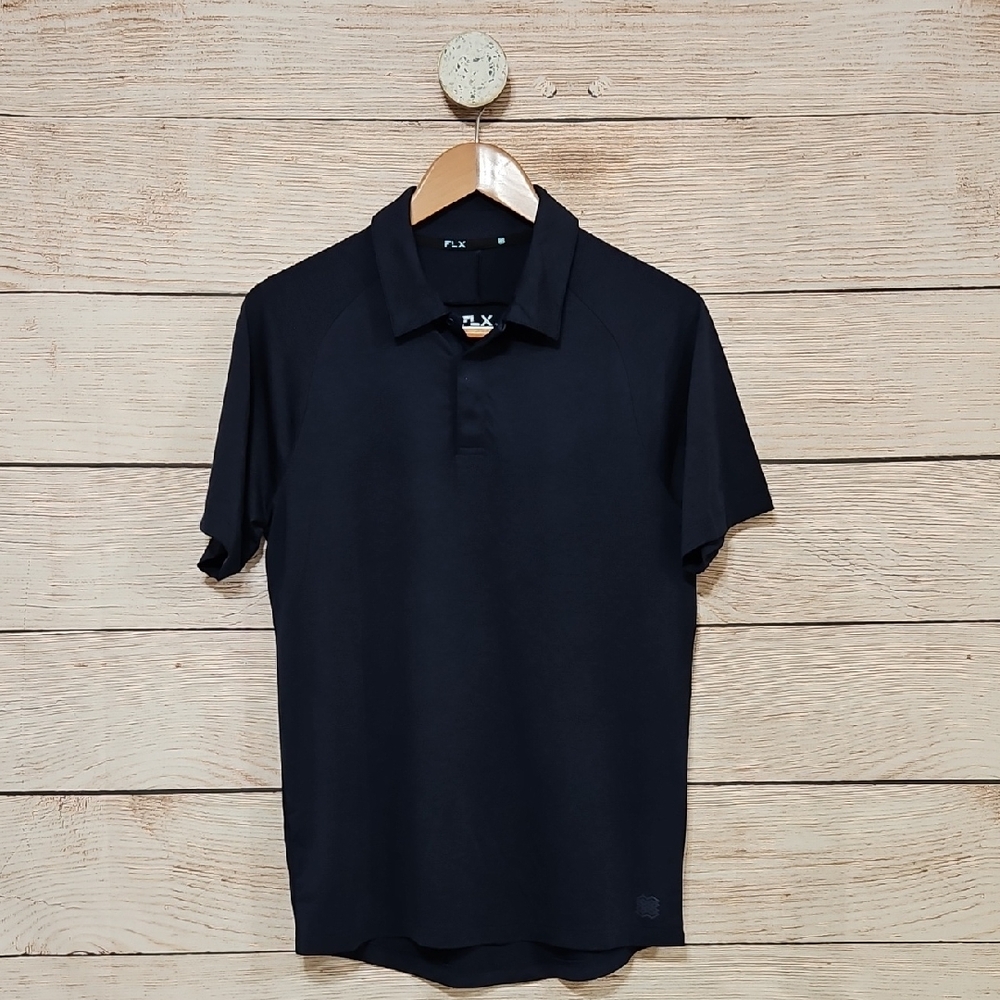 💟 FLX Men's Navy Blue Short Sleeve Polo Shirt Small